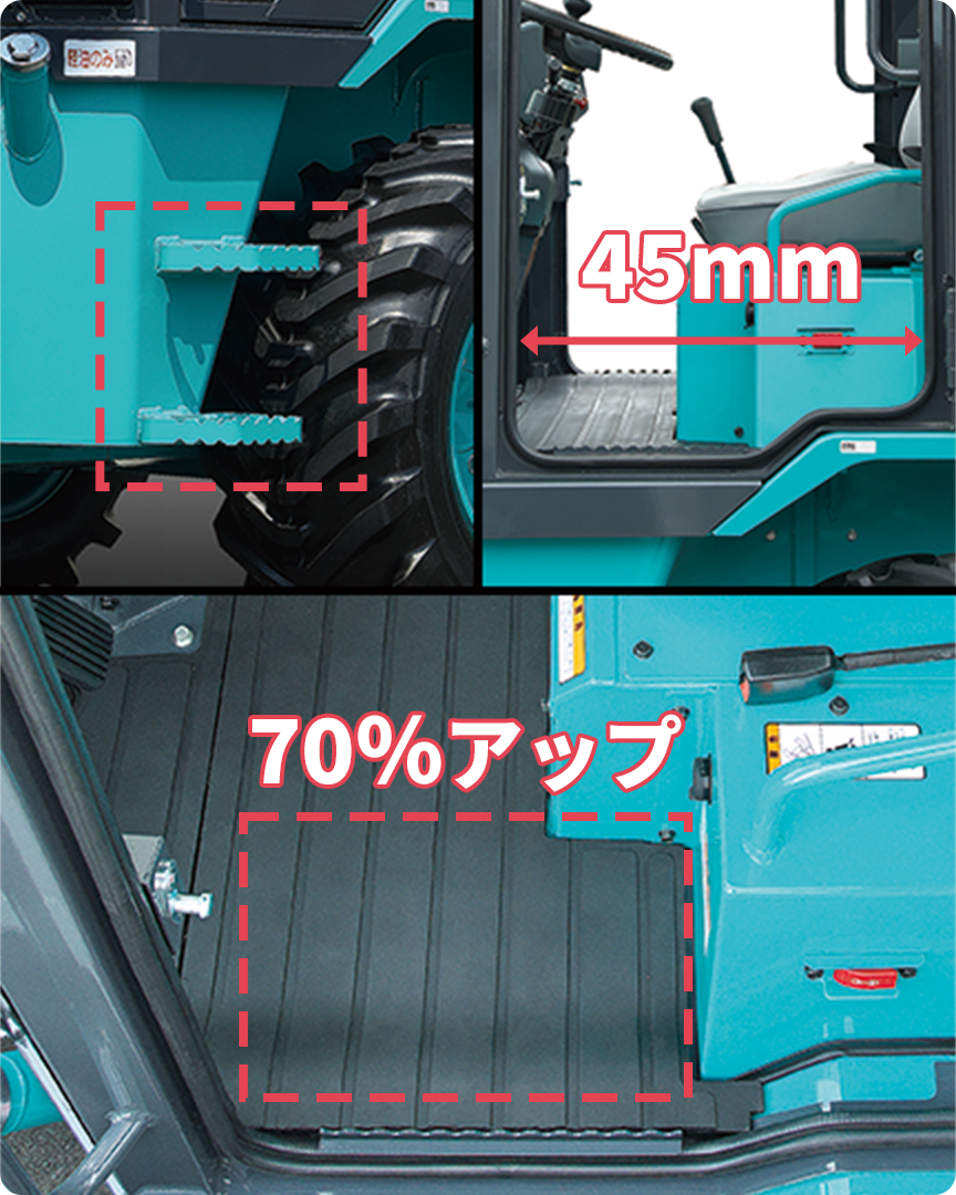 楽に乗降できるキャブ