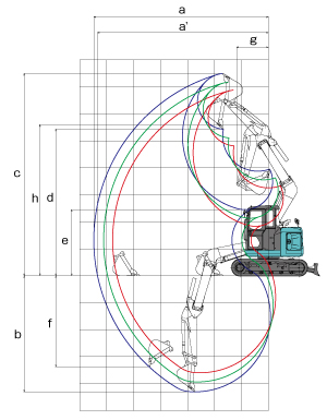 SK80UR-6E 作動範囲図