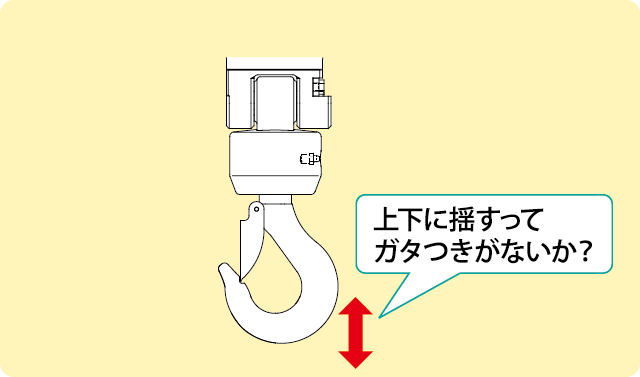 上下に揺すってガタつきがないか？